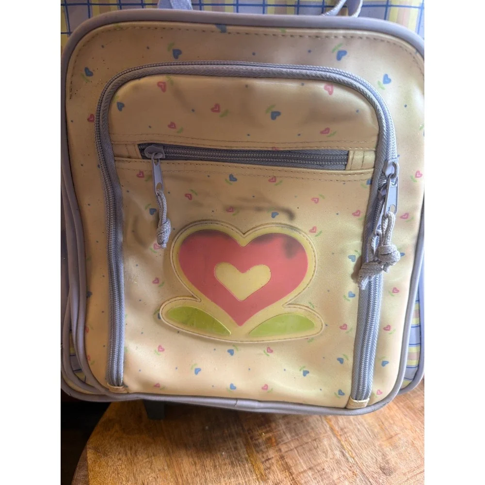 Vintage American Girl Bitty Baby Rolling Suitcase Retired Plaid & Heart